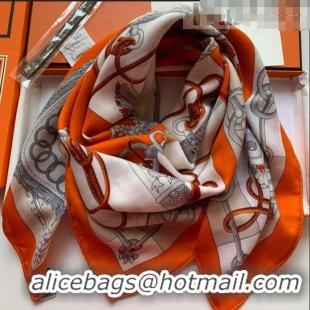 New Design Hermes Cashmere & Silk Sqaure Scarf 100 H2695 Orange 2022