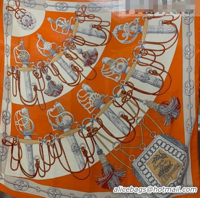 New Design Hermes Cashmere & Silk Sqaure Scarf 100 H2695 Orange 2022