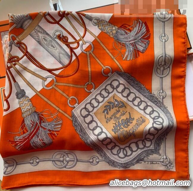 New Design Hermes Cashmere & Silk Sqaure Scarf 100 H2695 Orange 2022