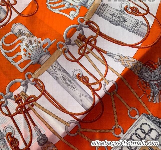 New Design Hermes Cashmere & Silk Sqaure Scarf 100 H2695 Orange 2022