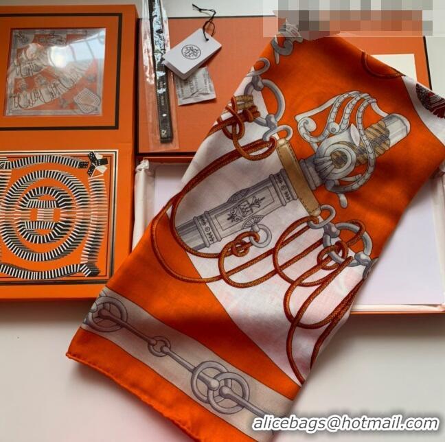 New Design Hermes Cashmere & Silk Sqaure Scarf 100 H2695 Orange 2022