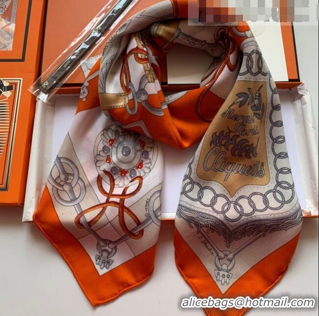 New Design Hermes Cashmere & Silk Sqaure Scarf 100 H2695 Orange 2022