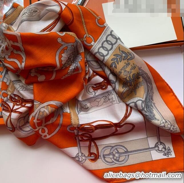 New Design Hermes Cashmere & Silk Sqaure Scarf 100 H2695 Orange 2022