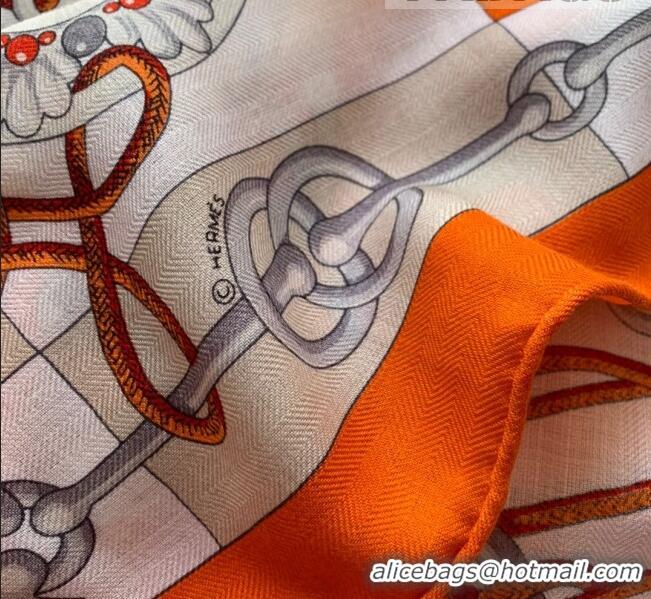 New Design Hermes Cashmere & Silk Sqaure Scarf 100 H2695 Orange 2022