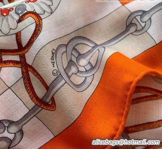 New Design Hermes Cashmere & Silk Sqaure Scarf 100 H2695 Orange 2022