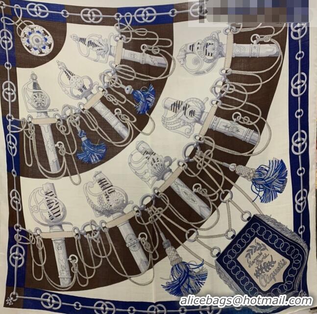 Unique Style Hermes Cashmere & Silk Sqaure Scarf 100 H2695 Navy Blue 2022