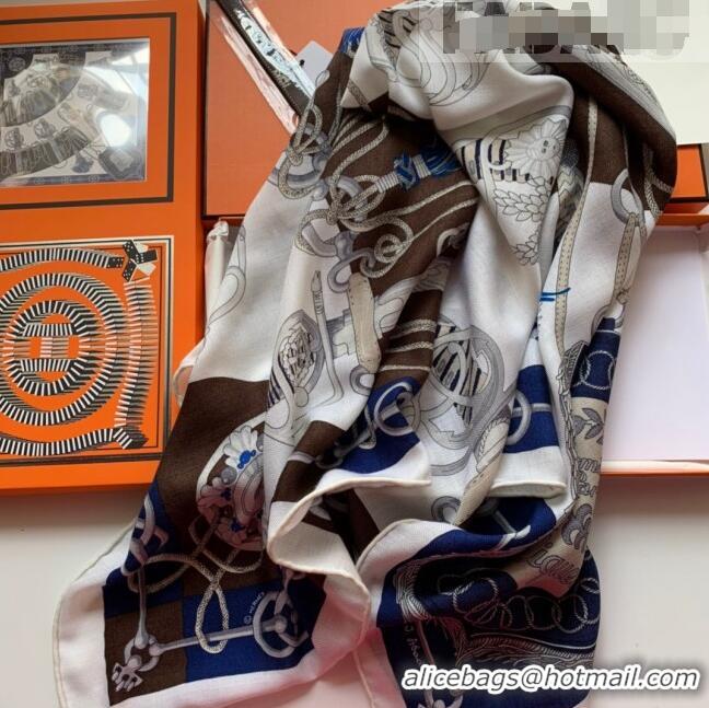 Unique Style Hermes Cashmere & Silk Sqaure Scarf 100 H2695 Navy Blue 2022