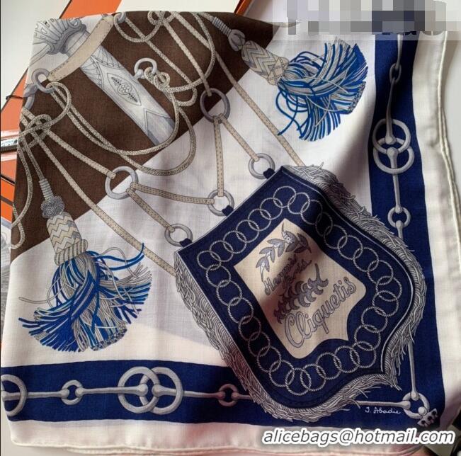 Unique Style Hermes Cashmere & Silk Sqaure Scarf 100 H2695 Navy Blue 2022