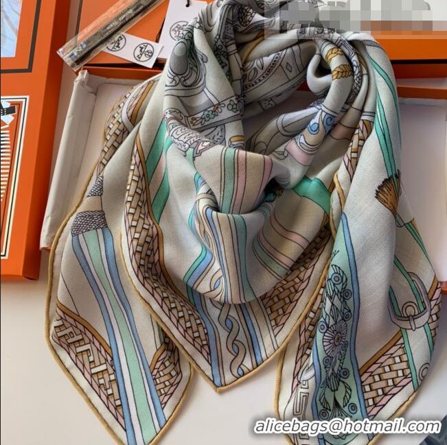 Promotional Best Hermes Cashmere & Silk Sqaure Scarf 100 H2695 Grey 2022