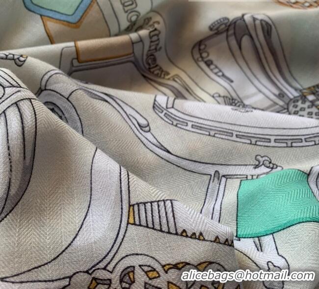 Promotional Best Hermes Cashmere & Silk Sqaure Scarf 100 H2695 Grey 2022