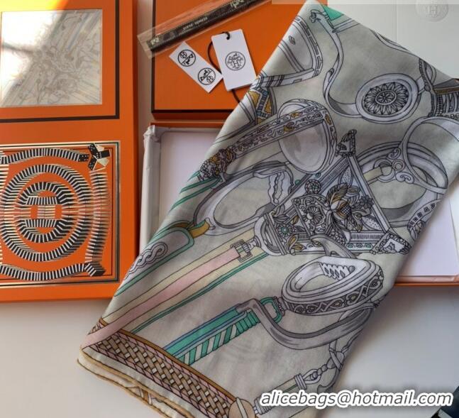 Promotional Best Hermes Cashmere & Silk Sqaure Scarf 100 H2695 Grey 2022