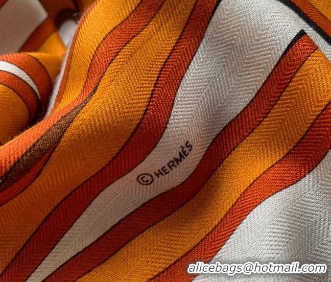 Classic Specials Hermes Grand Cashmere & Silk Sqaure Scarf 140cm H1669 Orange 2022