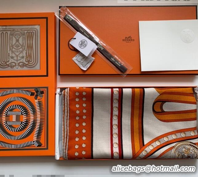 Classic Specials Hermes Grand Cashmere & Silk Sqaure Scarf 140cm H1669 Orange 2022