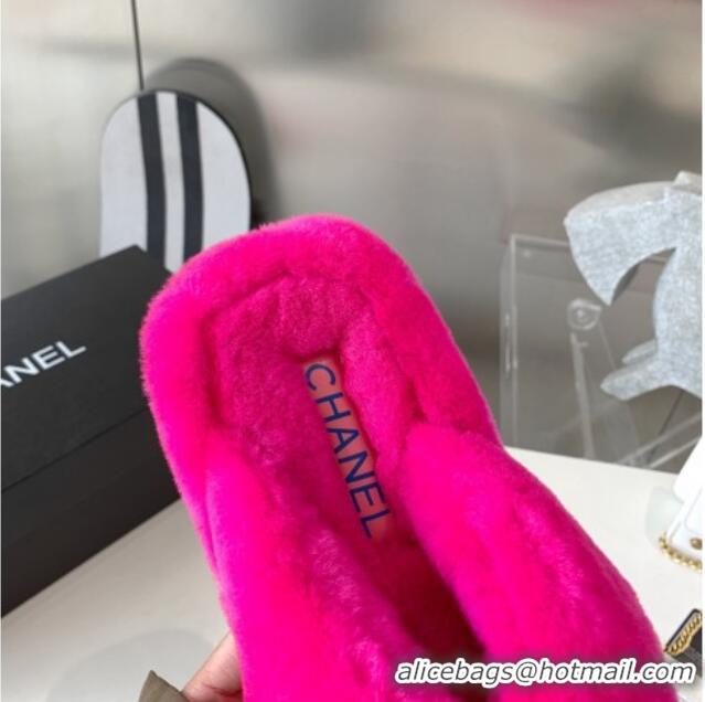 Luxurious Chanel Shearling Flat Thong Sandals 2080922 Dark Pink