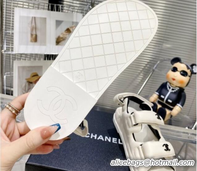 Low Price Chanel Lambskin Pillow Flat Strap Flat Sandals 081225 White