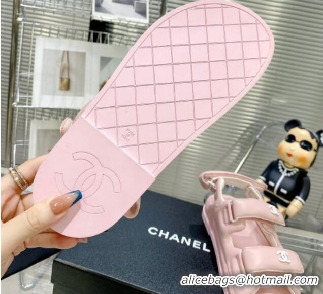 Best Product Chanel Lambskin Pillow Flat Strap Flat Sandals 081225 Light Pink