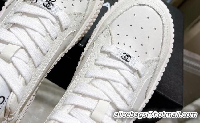 Feminine Chanel Leather Platform Sneakers White 081231