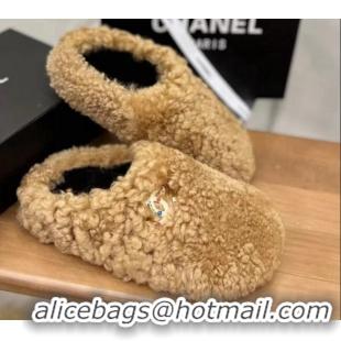 Shop Duplicate Chanel Shearling Flat Mules 2081234 Brown