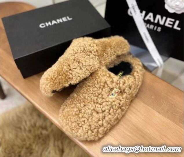 Shop Duplicate Chanel Shearling Flat Mules 2081234 Brown