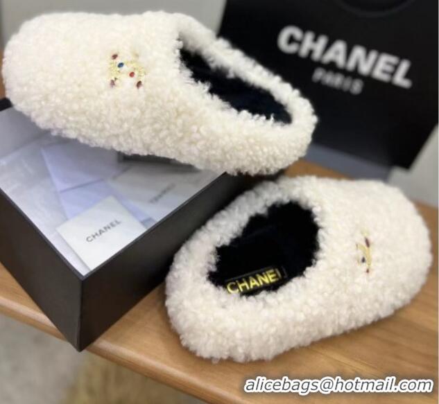 Most Popular Chanel Shearling Flat Mules 2081234 White