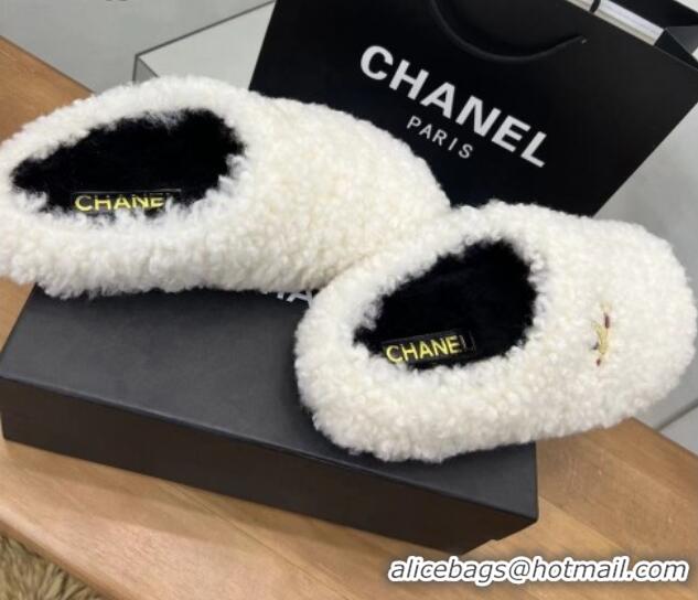 Most Popular Chanel Shearling Flat Mules 2081234 White