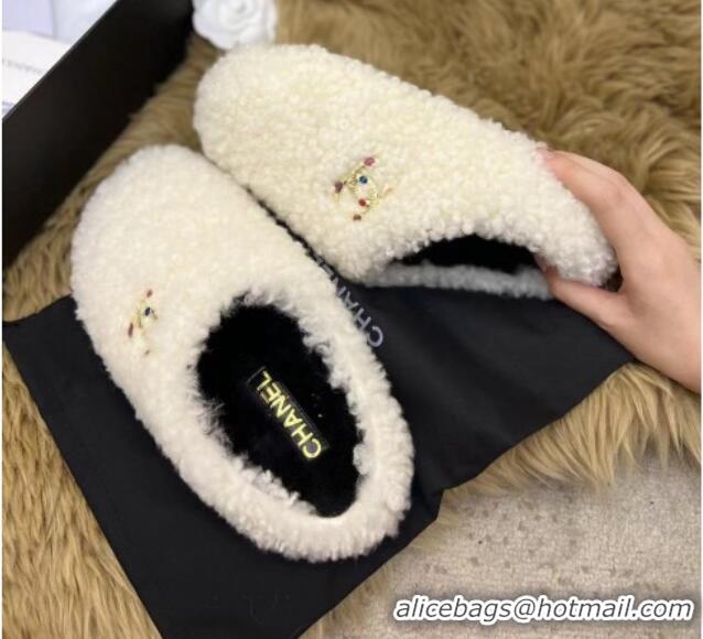 Most Popular Chanel Shearling Flat Mules 2081234 White