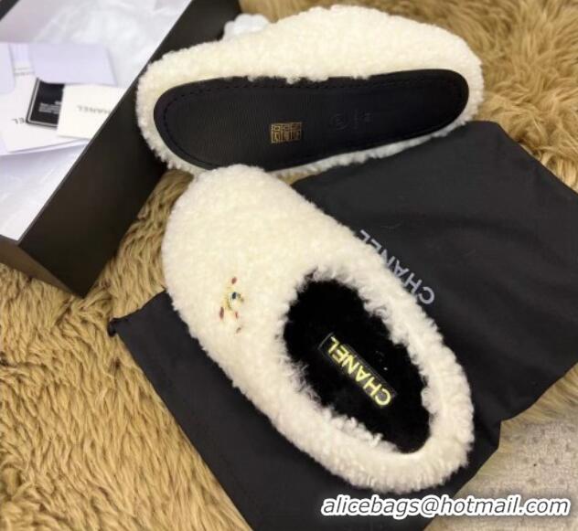 Most Popular Chanel Shearling Flat Mules 2081234 White