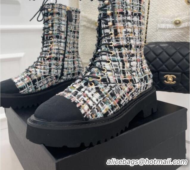 Best Price Chanel Tweed Short Boots Multicolor 2081243