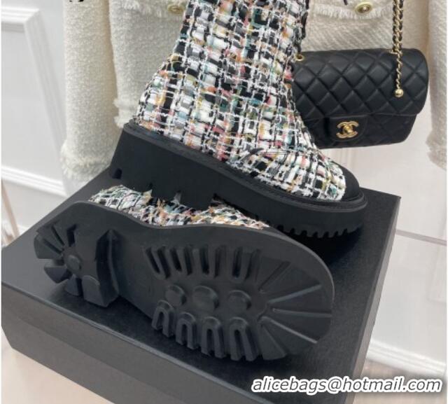 Best Price Chanel Tweed Short Boots Multicolor 2081243