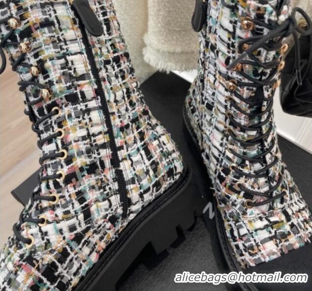 Best Price Chanel Tweed Short Boots Multicolor 2081243