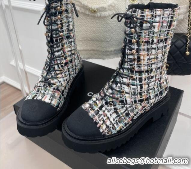 Best Price Chanel Tweed Short Boots Multicolor 2081243