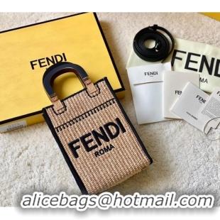 Reasonable Price FENDI Mini Sunshine Shopper FF raffia mini-bag 8BS051A black