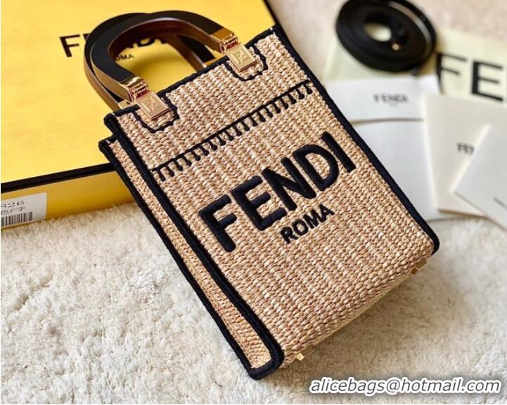 Reasonable Price FENDI Mini Sunshine Shopper FF raffia mini-bag 8BS051A black