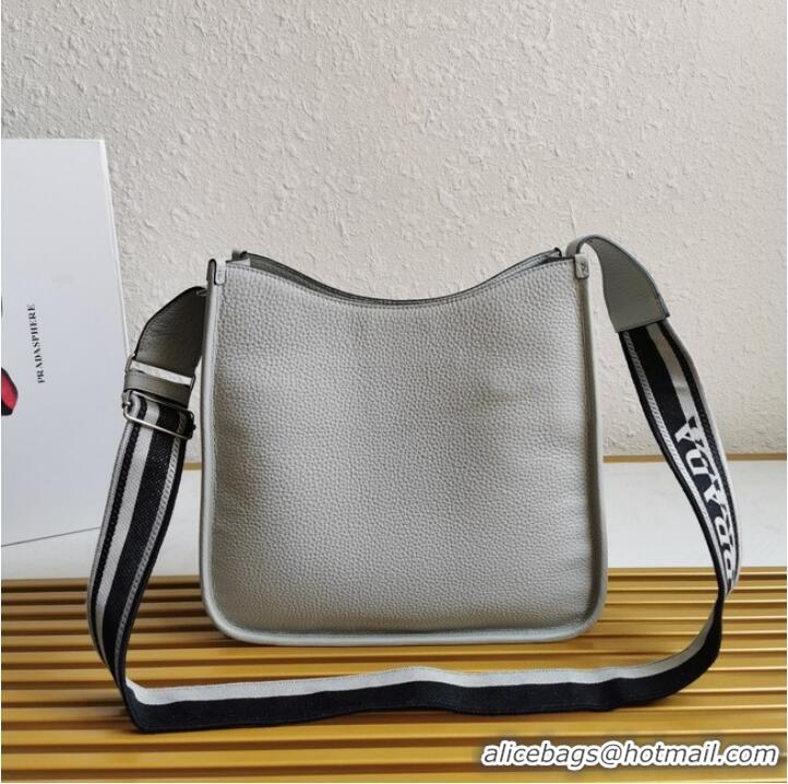 Well Crafted Prada Leather bag with shoulder strap 1BC073 Gray