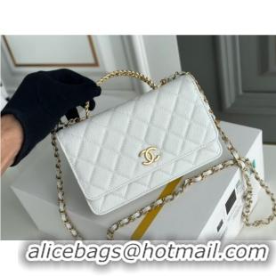 Top Quality Chanel MINI FLAP BAG CLUTCH WITH CHAIN Gold-Tone Metal 22SS white