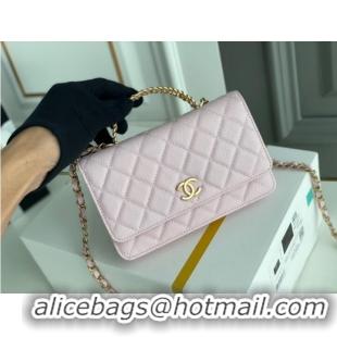 Good Product Chanel MINI FLAP BAG CLUTCH WITH CHAIN Gold-Tone Metal 22SS pink