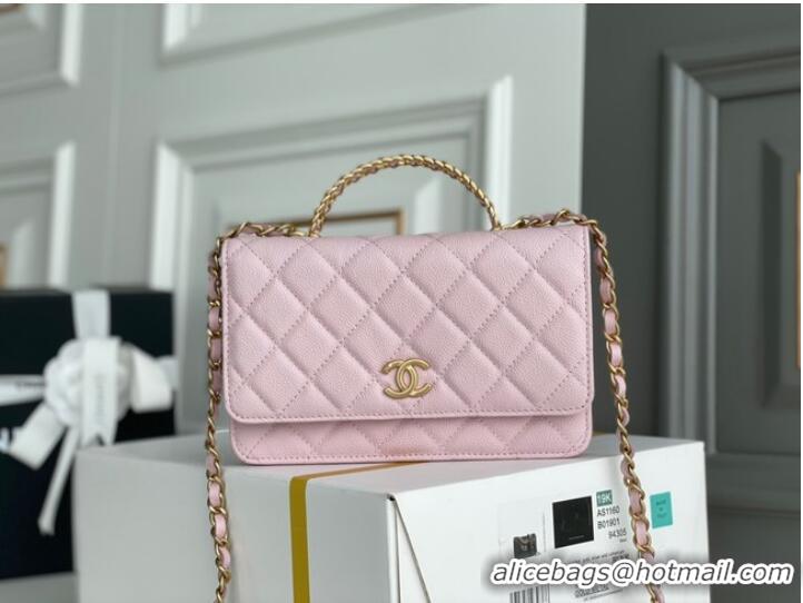 Good Product Chanel MINI FLAP BAG CLUTCH WITH CHAIN Gold-Tone Metal 22SS pink