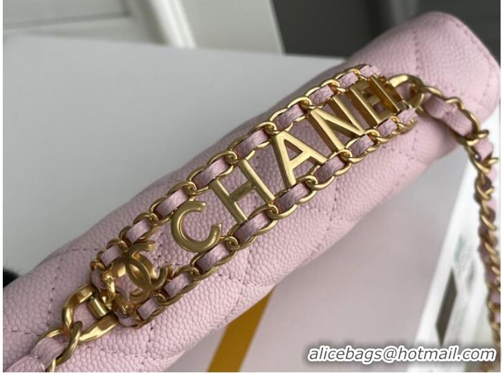 Good Product Chanel MINI FLAP BAG CLUTCH WITH CHAIN Gold-Tone Metal 22SS pink