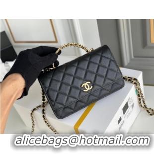 Promotional Chanel MINI FLAP BAG CLUTCH WITH CHAIN Gold-Tone Metal 22SS black