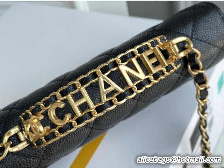 Promotional Chanel MINI FLAP BAG CLUTCH WITH CHAIN Gold-Tone Metal 22SS black