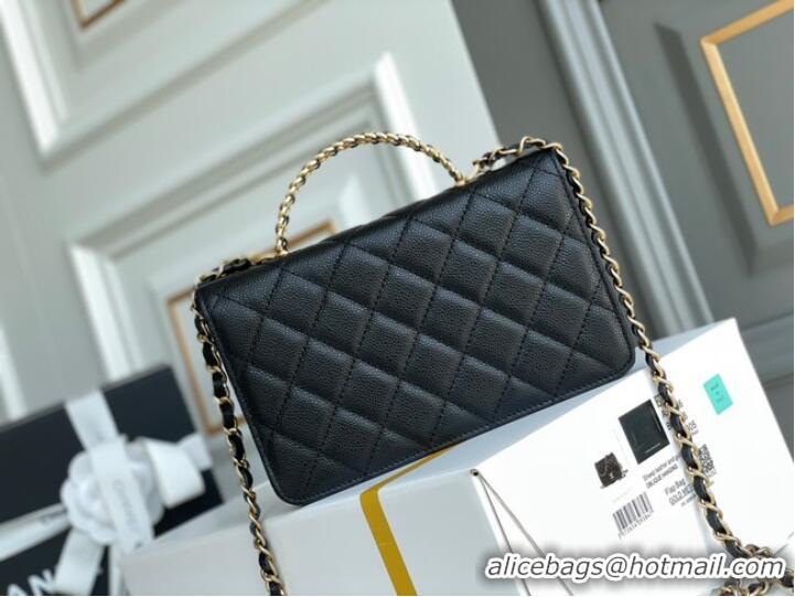 Promotional Chanel MINI FLAP BAG CLUTCH WITH CHAIN Gold-Tone Metal 22SS black