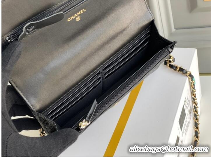 Promotional Chanel MINI FLAP BAG CLUTCH WITH CHAIN Gold-Tone Metal 22SS black