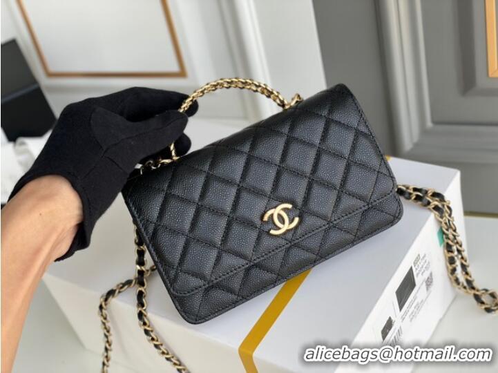 Promotional Chanel MINI FLAP BAG CLUTCH WITH CHAIN Gold-Tone Metal 22SS black