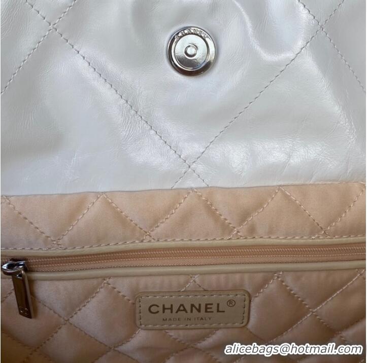 Luxury Cheap CHANEL 22 HANDBAG Calfskin & Silver-Tone Metal AS3261 White