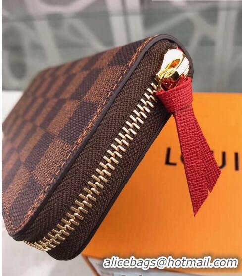 Most Popular Louis Vuitton Damier Ebene coated canvas Clémence Wallet N60534 Red 2020