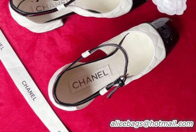 Trendy Design Chanel Quilted Suede Mary Janes Pumps 4cm G39383 White 2081253