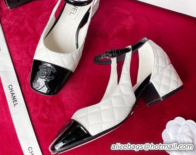 Trendy Design Chanel Quilted Suede Mary Janes Pumps 4cm G39383 White 2081253