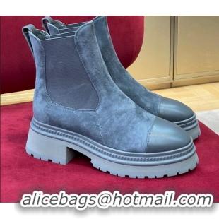 Stylish Chanel Suede Ankle Chelsea Boots Blue 2081255