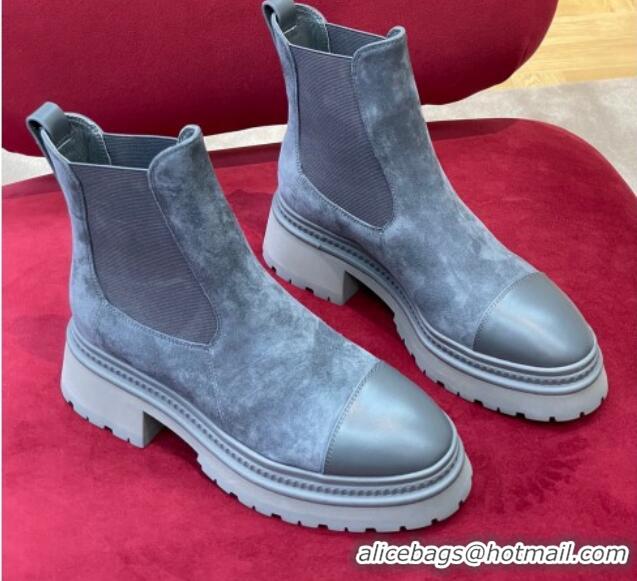 Stylish Chanel Suede Ankle Chelsea Boots Blue 2081255