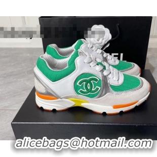 Grade Quality Chanel Fabric and Leather Sneakers G39066 Green 081260